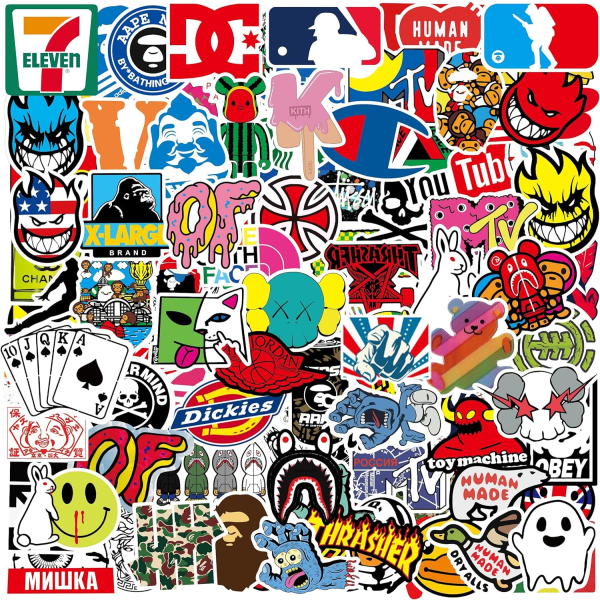 Cool Brand Stickers 100 Pack Teens Sticker Decals til Bærbar Computer Skateboard Hjelm Bærbar Cykel Hypebeast Bomb Stickers