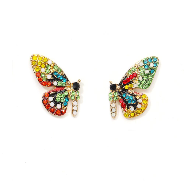 1 par mode flickor små smycken kreativa örhängen färgglada fjäril diamant örhängen Stud örhängen Betterlifefg