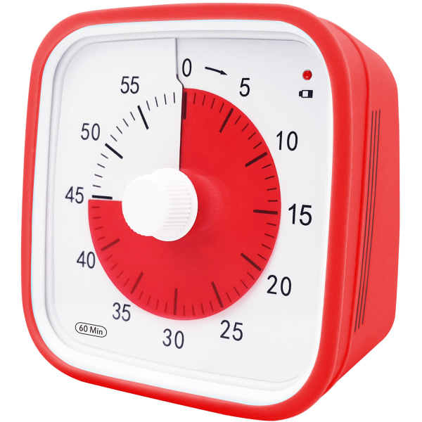 Visuell nedtellingstimer, Oversize klasserom visuell timer for barn og voksne, Holdbar mekanisk kjøkken timer klokke-Rød