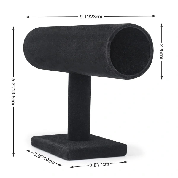 Armbåndsstativ, Urstativ, Fløyelsarmbåndsdisplay, T-formet Displayholder for Smykker Armbånd Ur Display Black leather