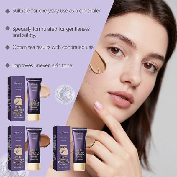Kroppstäckande Perfector, Tatueringstäckande Sminkkräm för Fläckar, Prickar, Ärr, Långvarig Vattentät Ingen Överföring Kroppsfoundation Concealer dark skin