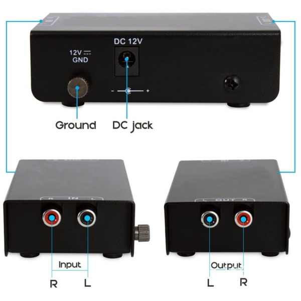 Phono-skivspelarförförstärkare - Mini elektronisk ljudstereo-skivspelsförförstärkare RCA-ingång