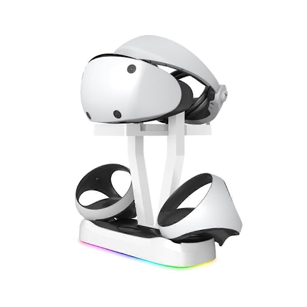 Laddningsstation för PS VR2 med Färgglada RGB-Ljus och Headset-Hållare, VR-Spelkontroll Laddning