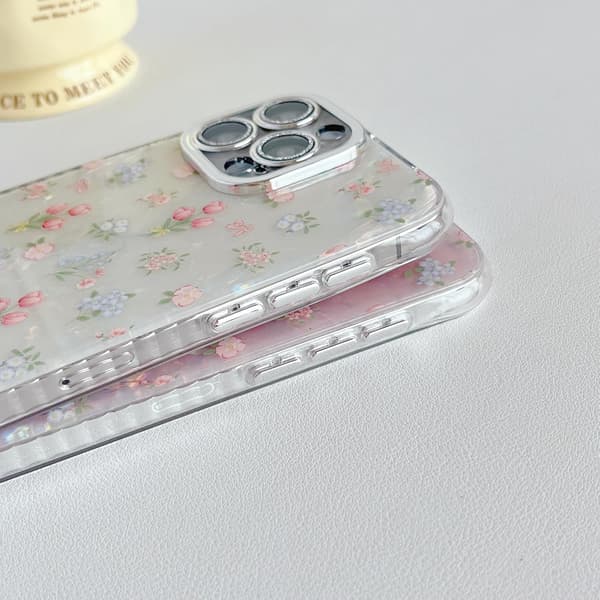 (White) Sweet Tulip Flower Bowknot Shell Pattern Phone Case Compatible with iPhone 12 Case