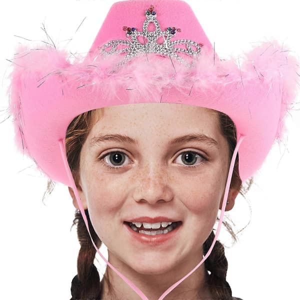 Pink cowboyhat til festbrug, lysende stilfuldt kostumetilbehør