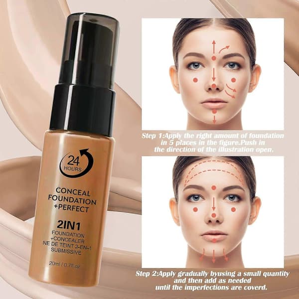 2-in-1 Conceal & Perfect Foundation, Lightweight, Breathable Formula with 24H Sweat-Resistant Coverage & Oil Control