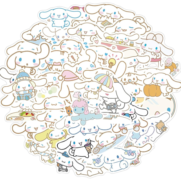 50 kpl Kawaii Cinnamoroll -tarroja, japanilaisia animetarroja, vesipulloja, matkatavaroita, juhlalahjoja, tarroja lapsille ja tytöille (CIN)