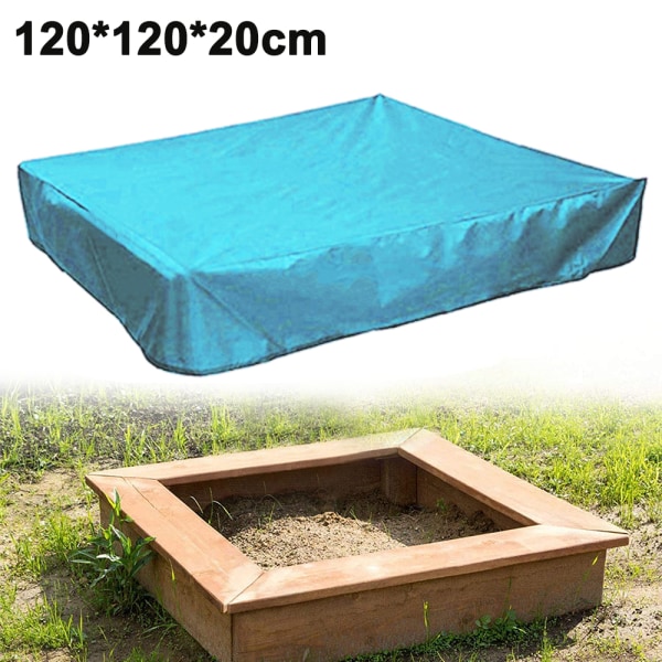 Sandpit Cover,oxford fabric Waterproof Dust Proof Square Sandbox Cover,120x120x20cm,Sky blue