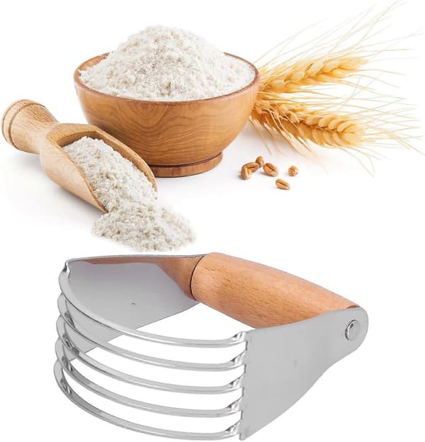 Deigkutter i rustfritt stål med trehåndtak, kraftig deigkutter for baking