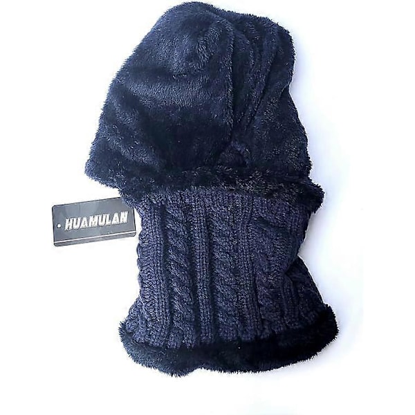 Naisten Talvi Pipo Hatut Fleecevuorattu Neule Balaclava Maski Setti Pääkallohuivi Kauluri Hiihto Lumipipo Lippis tupsulla