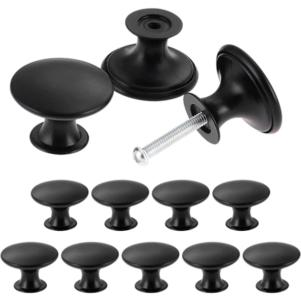24-pack vintage chic skåpknoppar, antika kökshandtag, 30 mm runda möbeldörrknoppar, svart