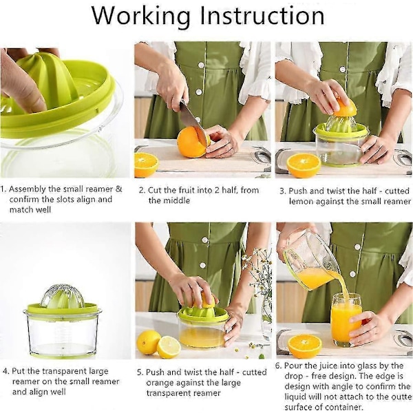 Citrus Lemon Orange Juicer, Manuel Håndpresser Med Indbygget Målekop Og Rivejern, Multifunktionel Manuel Juicer Med Reamers I Flere Størrelser Hvidløg G
