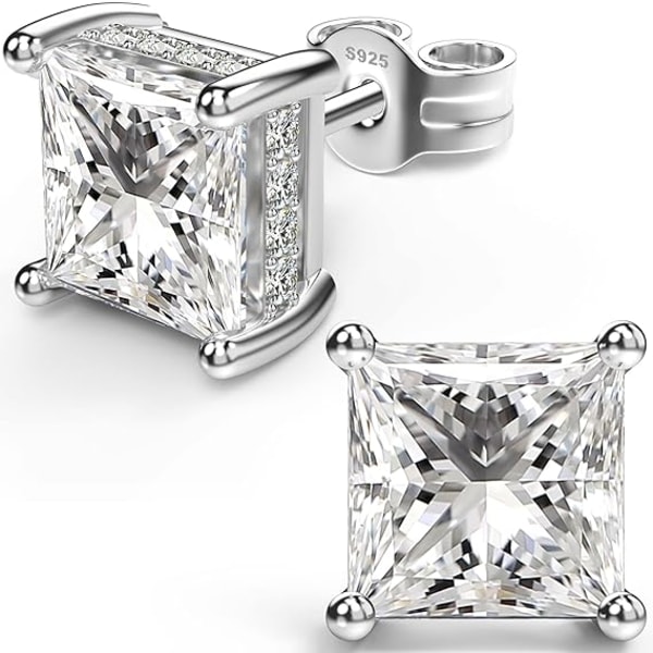18K vitguldpläterade sterling silver Princess Cut Cubic Zirconia örhängen  fyrkantiga simulerade diamant CZ örhängen för kvinnor män Allergivänligt  71ea | Fyndiq