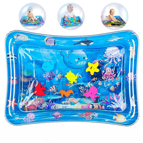 Baby vattenmatta, BPA-fri vattenlekmatta, babyspel 3 6 9 månader, uppblåsbar magtid