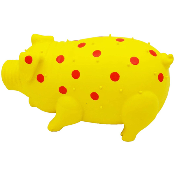 Squeaky Piggy Dog Toy, Barking Piggy Dog Toy for Small Medium and Large Dogs-Yellow