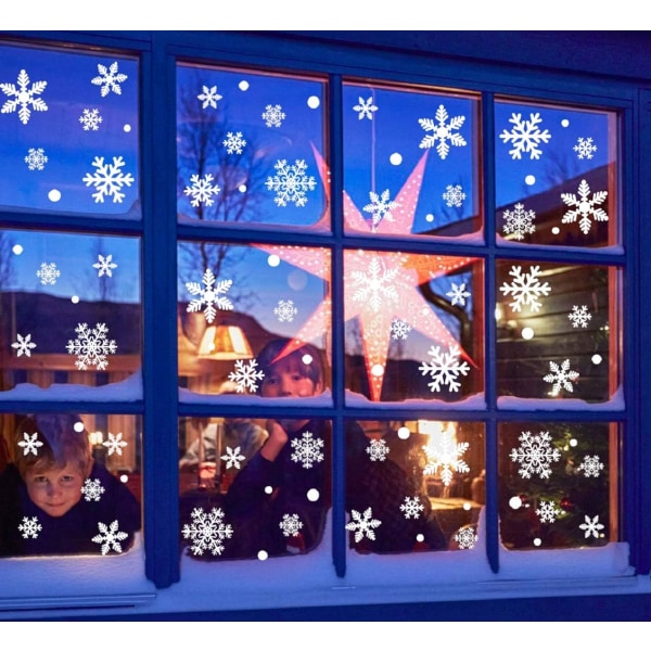 Heyone 270 st Snöflingor Fönsterdekorationer Juldekorationer Avtagbara snödekaler Hemmakontor Glasdörrspegel