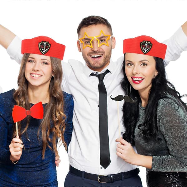 Cosplay sjømannshatt kapteinshatt for dekorasjon rød polyester