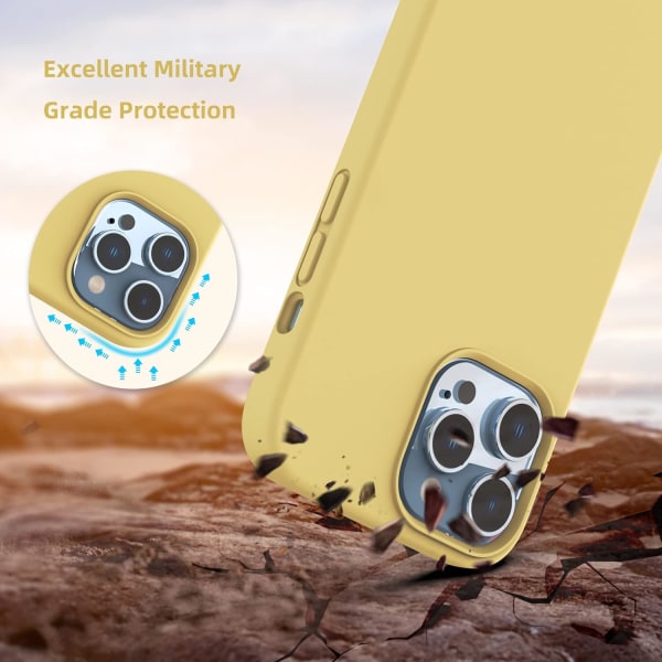 för iPhone 13 Pro Max phone case 6,7 tum, [Stötsäker][anti-scratch] Slim flytande case Protective Bumper 2021 (Gul)