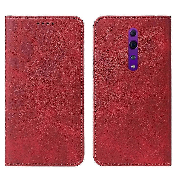 For OPPO Reno Z Magnetisk Lukking Lær Telefondeksel Red