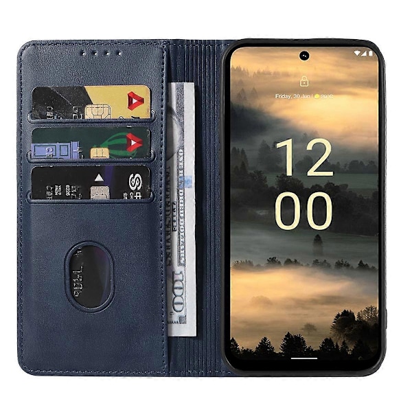 Magnetisk Stängning Läder Telefonfodral Blue For Nokia XR21