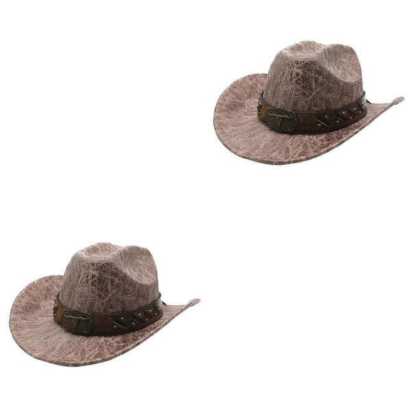 Cowboyhat Westernhat til festbrug 2 stk. lysebrunt ruskindstof
