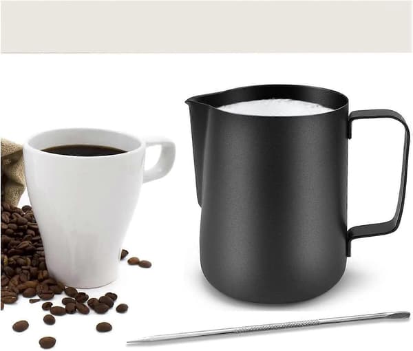 Mælkeskummerkande 350 ml rustfrit stål med præcis tud til latte art og cappuccino