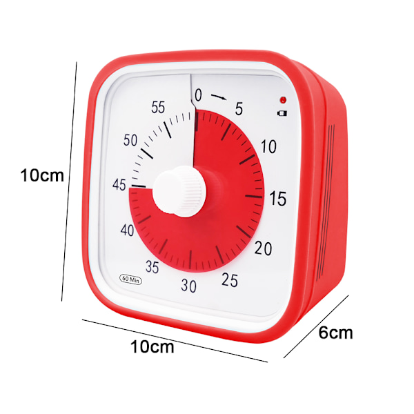 Visuel nedtællingstimer, Oversize klasseværelse visuel timer til børn og voksne, holdbar mekanisk køkkentimer ur-rød