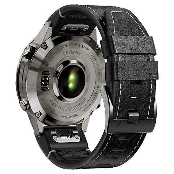 Armband i läderbelagt silikon för Garmin Tactix 7 Pro/Fenix 7X/6X/6X Pro/5X Plus Style C
