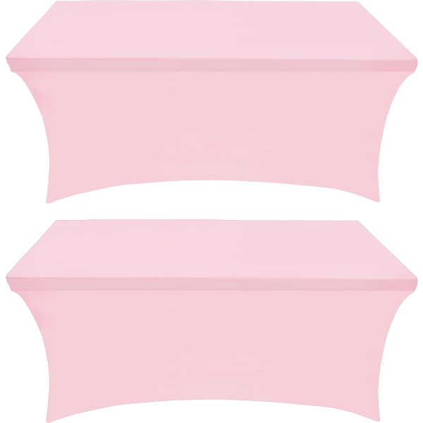 Köksspandexduk 2-pack [6FT, rosa] Tätt, monterad, tvättbar och rynkbeständig stretchig rektangulär cover