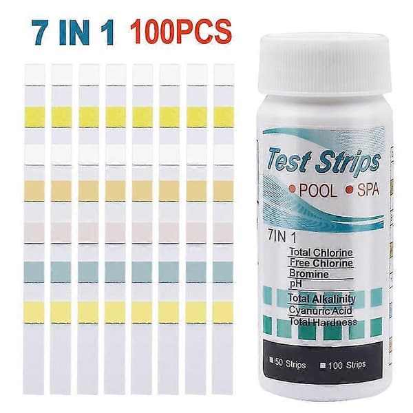 Teststrimler til Pool, 7-i-1 Teststrimler til Pool, Pool Teststrimler, 100-pak Teststrimler