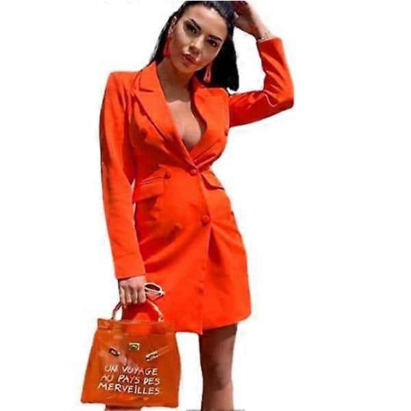 Lang Dobbeltradet Blazer - Dame Tøj Blazere orange L