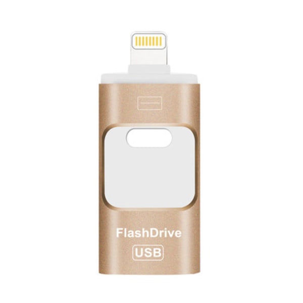 Flashminne, 3 i 1 USB 3.0 Minnestick, Fotominne Extern Lagring Tummeminne För Iphone Ipad Android Dator 64gb-guld Gold 64GB