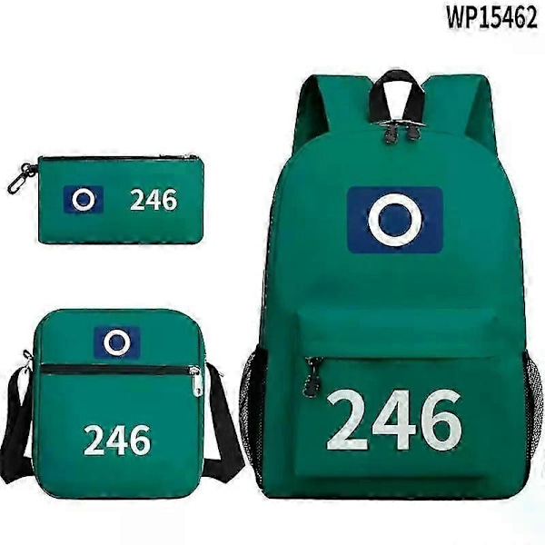 3-pack Squid Game Säsong 2 Överlevnadsspel Ryggsäck Student Skolväska Axelväska Bokväska-Bra 246 Backpack