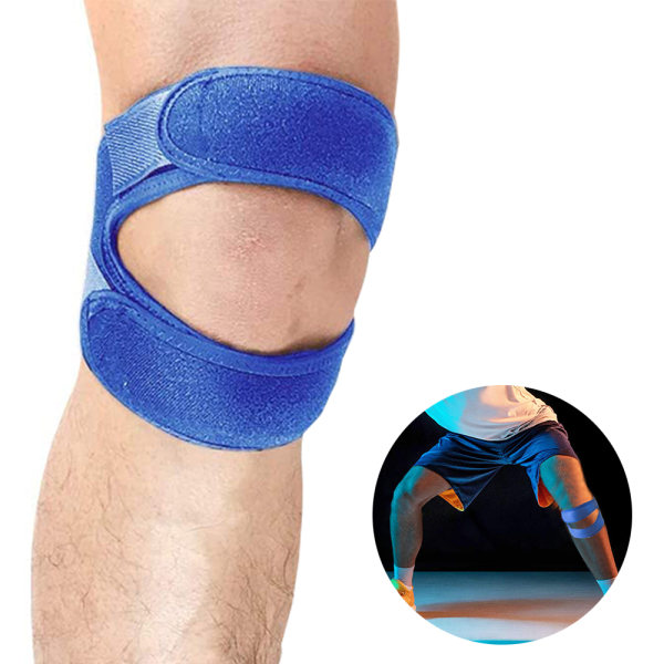 Patella kneestropp, justerbar kneestøtte for menn og kvinner for å forhindre og lindre knesmerter, patellastabilisator for å støtte løping og sykling - blå