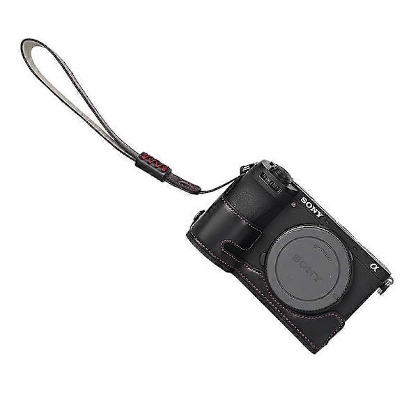 Typ D För Sony A6700 PU Läder Bottenfodral Halv Kroppskamera Skyddande Omslag Style D