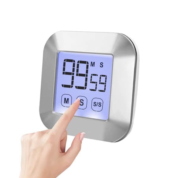 Betterlifefg-Kökstimer, Magnetisk Digital Kökstimer med LED-Display (Silver)