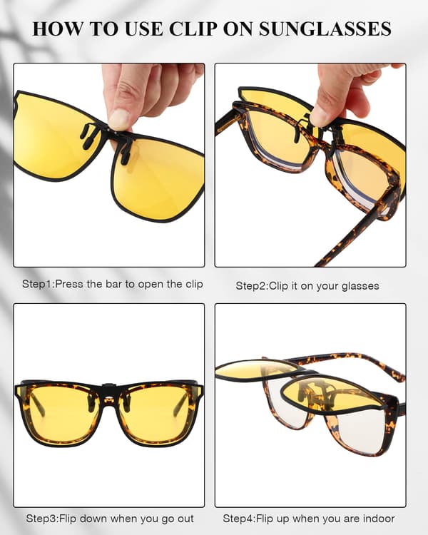 3 Pairs Large Polarized Clip-on Sunglasses