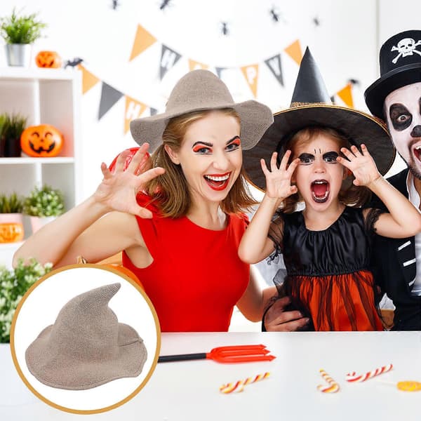 Halloween heksehathue til dekoration 1 stk. khaki sceneshowhue