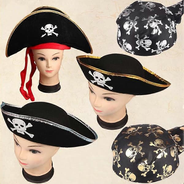 Pirathat Kranie Piratkostume Tilbehør til at bære Sølv
