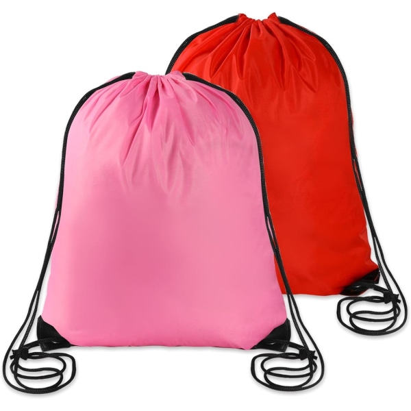 2st Dragsnöre Väska Cinch-väskor Dragsko Gymväska Draw String Ryggsäck Bulksäck Röd Rosa Simstring Väskor för kvinnor