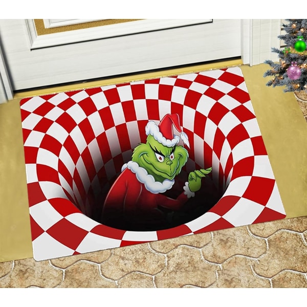 Illusion Dörrmatta, 3D Stereo Golvmatta, för juldekoration inomhus och utomhus, hall, entré -Röd 19,5"×31,5"