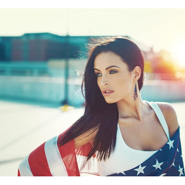 Patriotisk Röd Vit Blå Amerikanska USA Flagga örhängen, Flip Flop Sandal Butterfly Diamond
