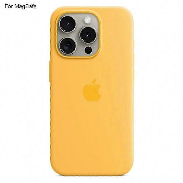 Shockproof Protective Case for iPhone 14 Pro Mobile Phone with MagSafe Liquid Silicone Shell Accessory (Yellow)