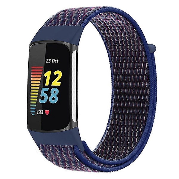 KALEBOL KLB-NLHH-001 Nylon Armband för Fitbit Charge 5/6 med Loop-fäste Style H