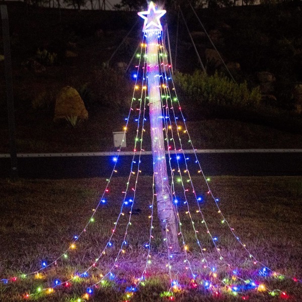 Juldekoration Utomhus Star String Lights, 16,4 Ft Christmas Tree Toppers Lights 320 LED 8 minneslägen med 14" upplyst