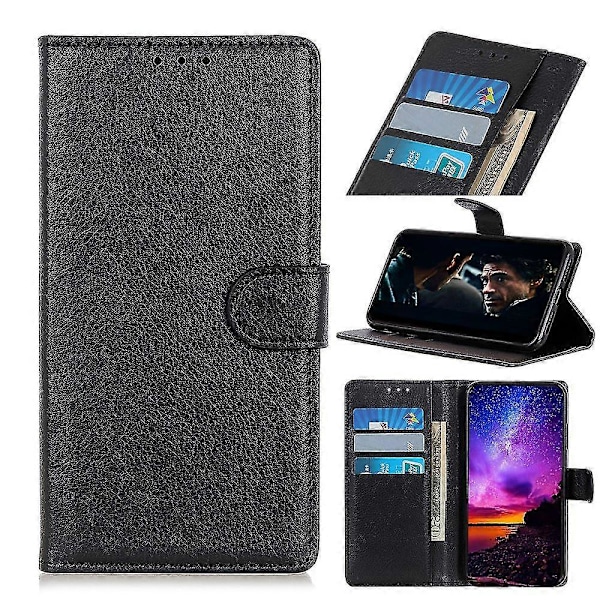Litchi Skin Classics Wallet Stand Læder Flip Cover Til Iphone Se (2020)/se (2022)/7/8 4.7 Tommer Black
