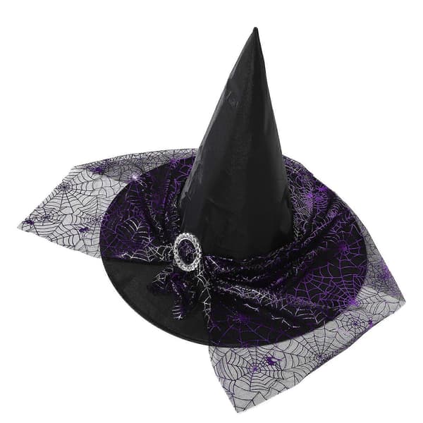 Lilla heksehue til kvinder Halloween kostume tilbehør til cosplay
