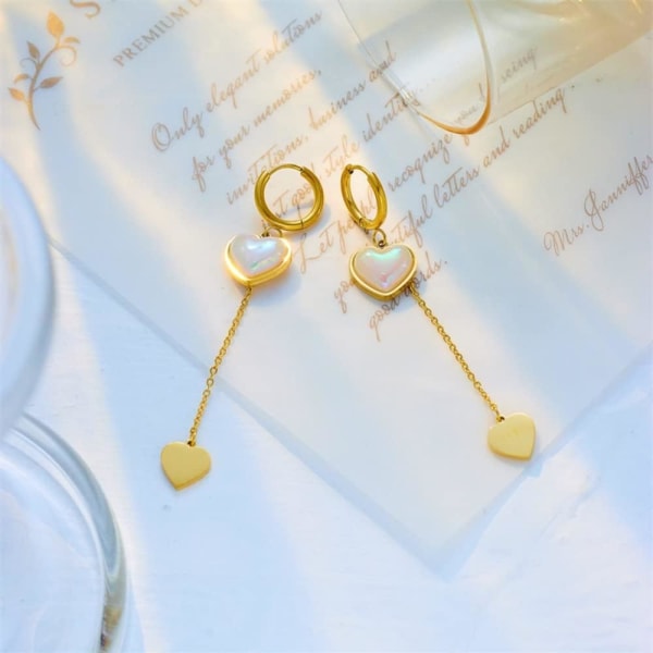 316L rostfritt stål hjärtformade pärlor långa hängande tofs örhängen för kvinnor Ny trend flickor Öronspänne Smycken Presenter