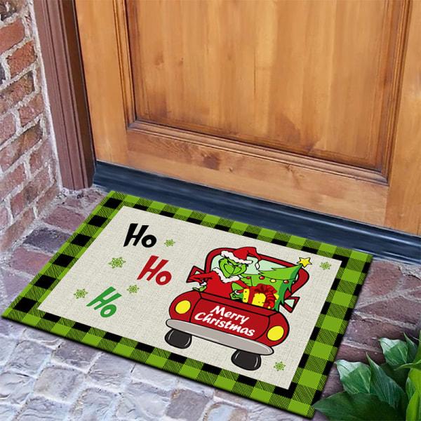 Julgrinch golvmatta, julhelg dekorativ golvmatta (röd bil 40X60cm)