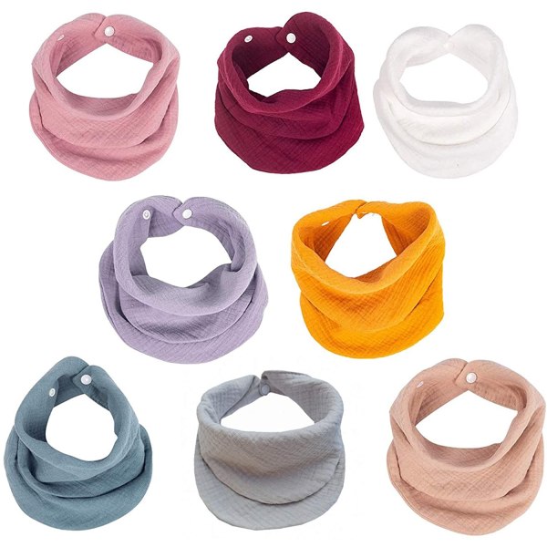 8 Pack Baby Bandana Bibs, Multi-Use Scarf Bibs Soft & Absorbent Drooling Bibs, Adjustable Teething Bibs for Boys & Girls